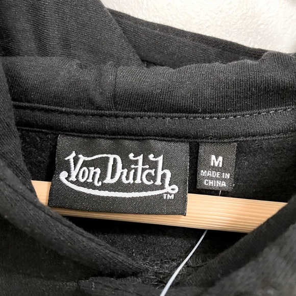 Von Dutch Rhinestone Cropped Hoodie | Black | NWT | Oversized | Y2K | Medium - Picture 4 of 9